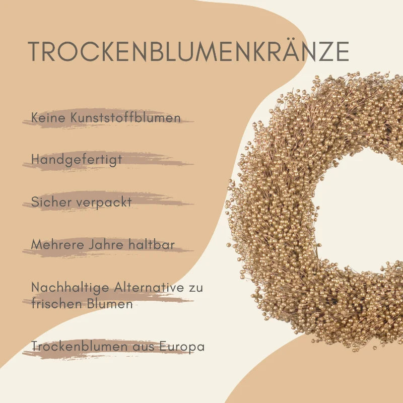Trockenblumenkranz - Flachs gold Ø 40 cm