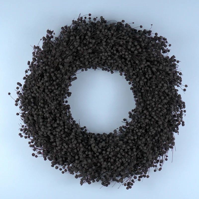 Trockenblumenkranz - Flachs schwarz Ø 40 cm