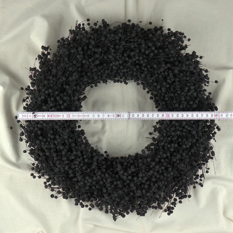 Trockenblumenkranz - Flachs schwarz Ø 40 cm