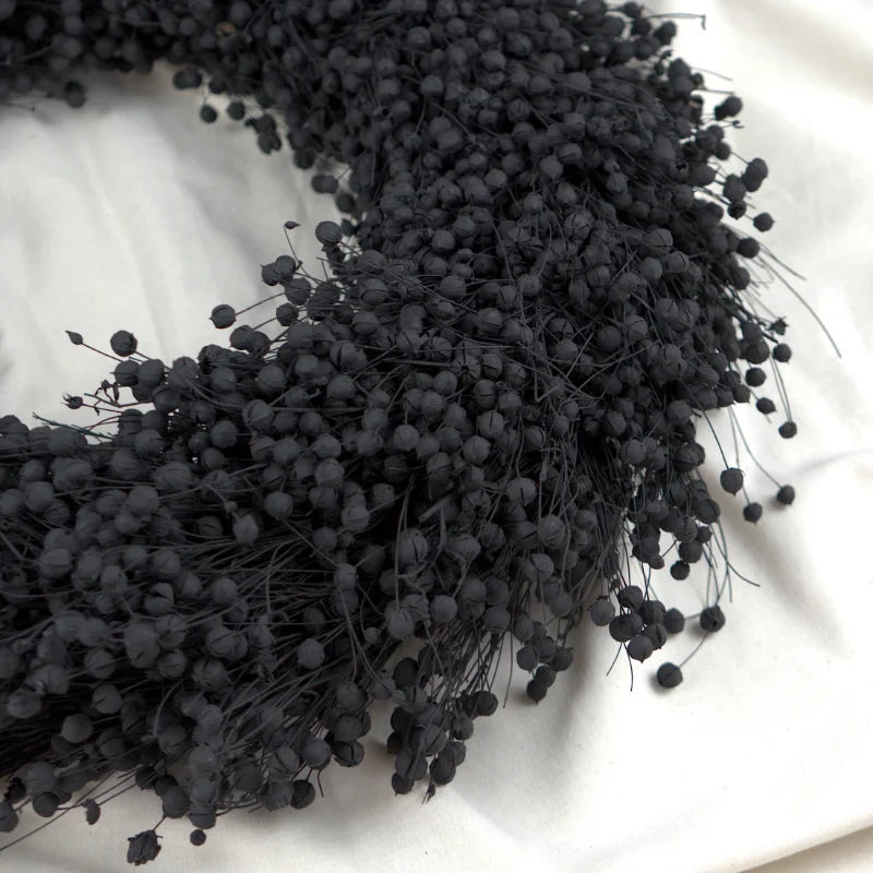 Trockenblumenkranz - Flachs schwarz Ø 40 cm