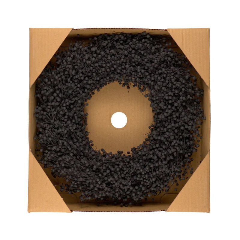Trockenblumenkranz - Flachs schwarz Ø 40 cm