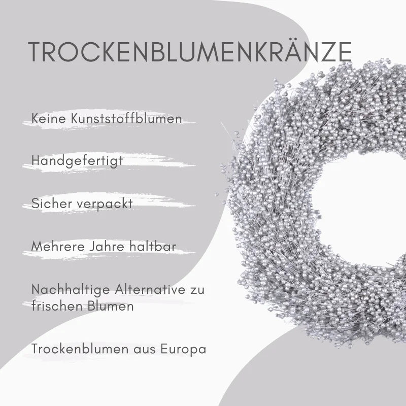 Trockenblumenkranz - Flachs silber Ø 40 cm