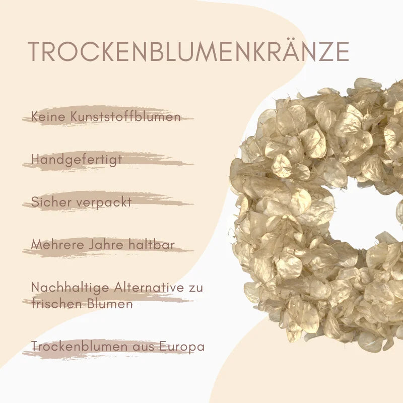 Trockenblumenkranz - Lunaria - Gold Ø 30 cm
