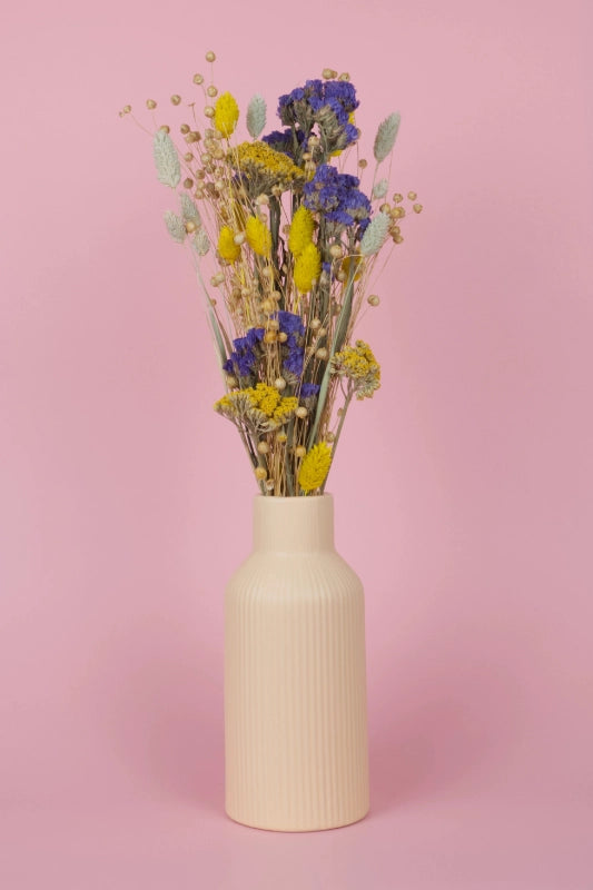 Trockenblumenstrauß Gelb-Lila