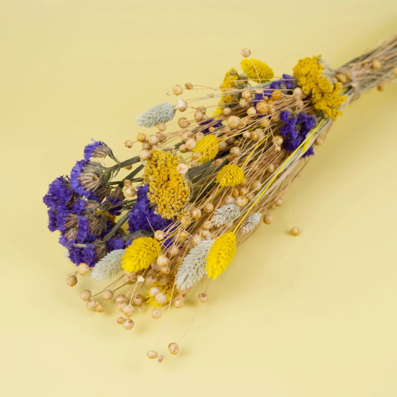 Trockenblumenstrauß Gelb-Lila