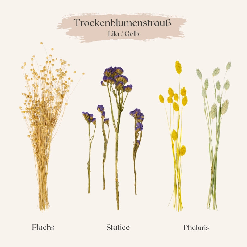Trockenblumenstrauß Gelb-Lila