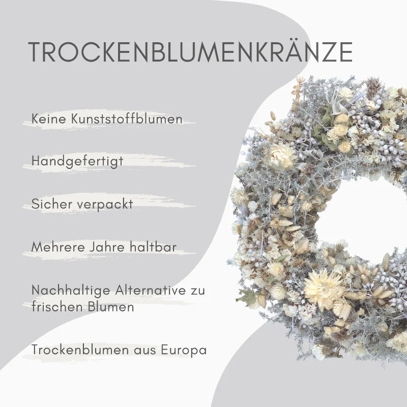 Trockenblumenkranz - All Season Weiß-Beige Ø 40 cm