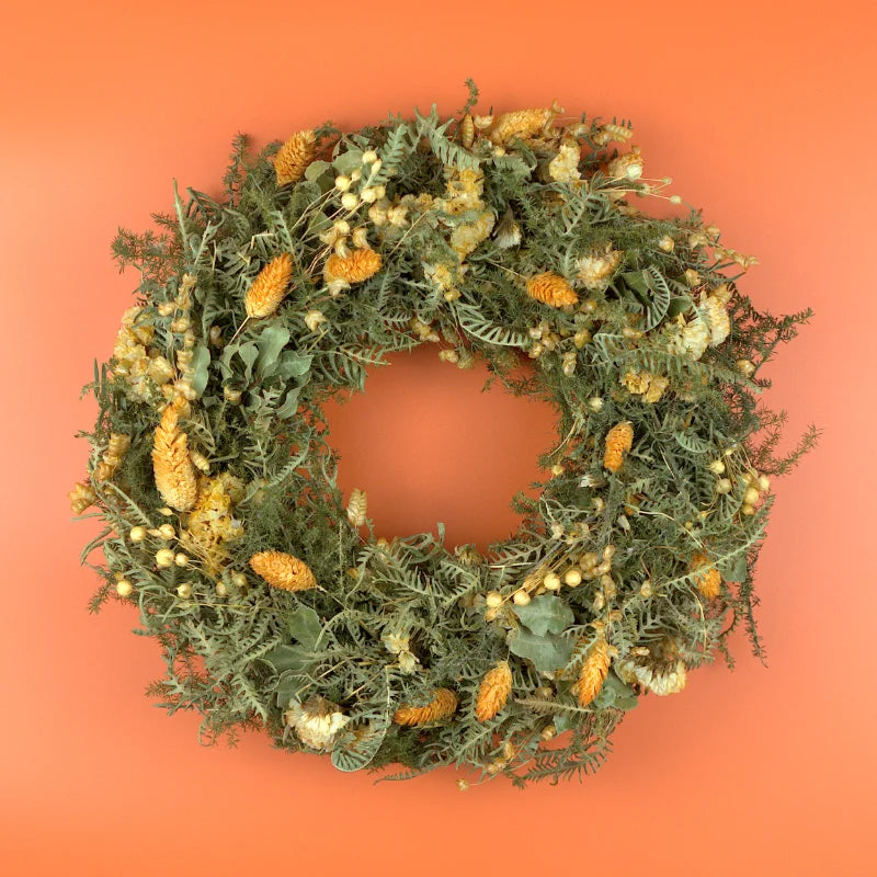 Trockenblumenkranz - All Seasons Grün-Orange Ø 30 cm
