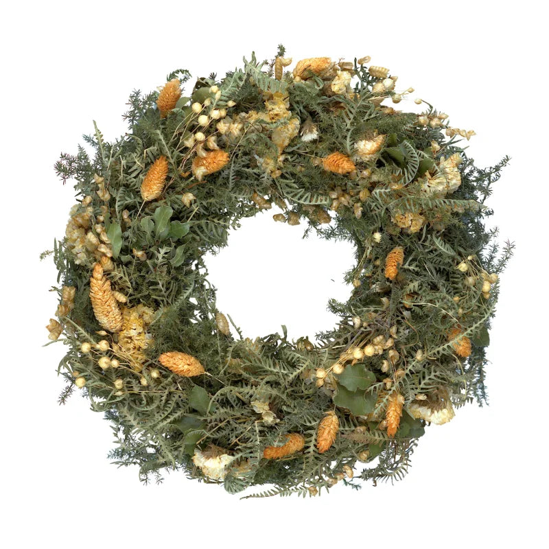 Trockenblumenkranz - All Seasons Grün-Orange Ø 30 cm