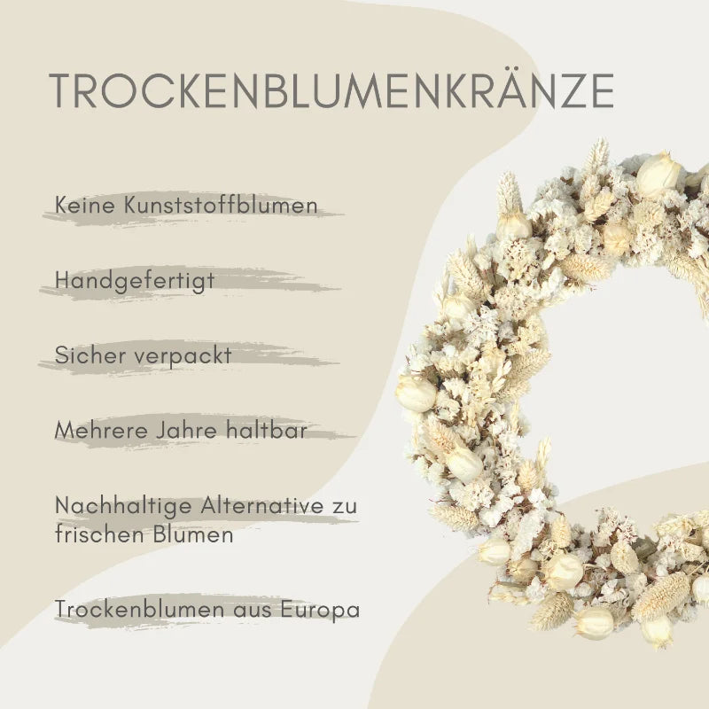 Trockenblumenkranz - Slim - Beige Ø 30 cm