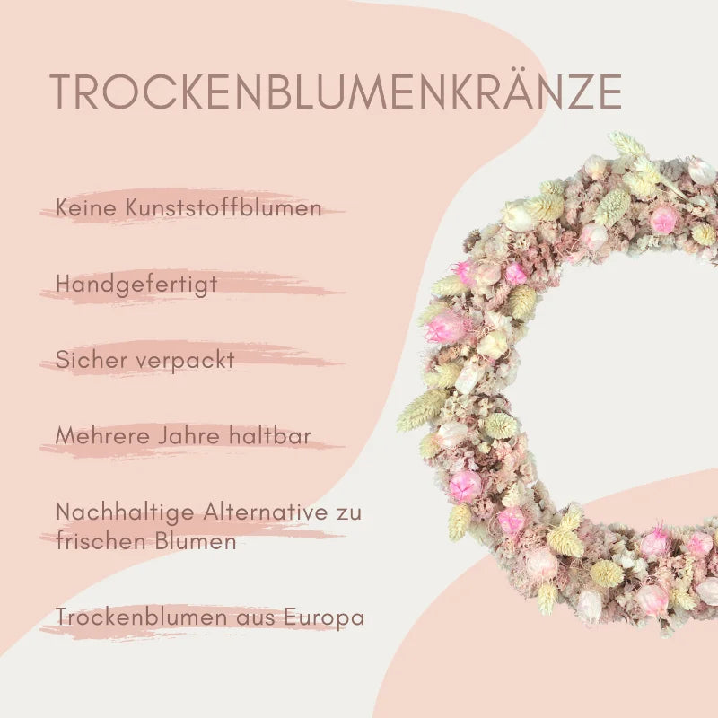 Trockenblumenkranz - Slim - Rosa Ø 30 cm