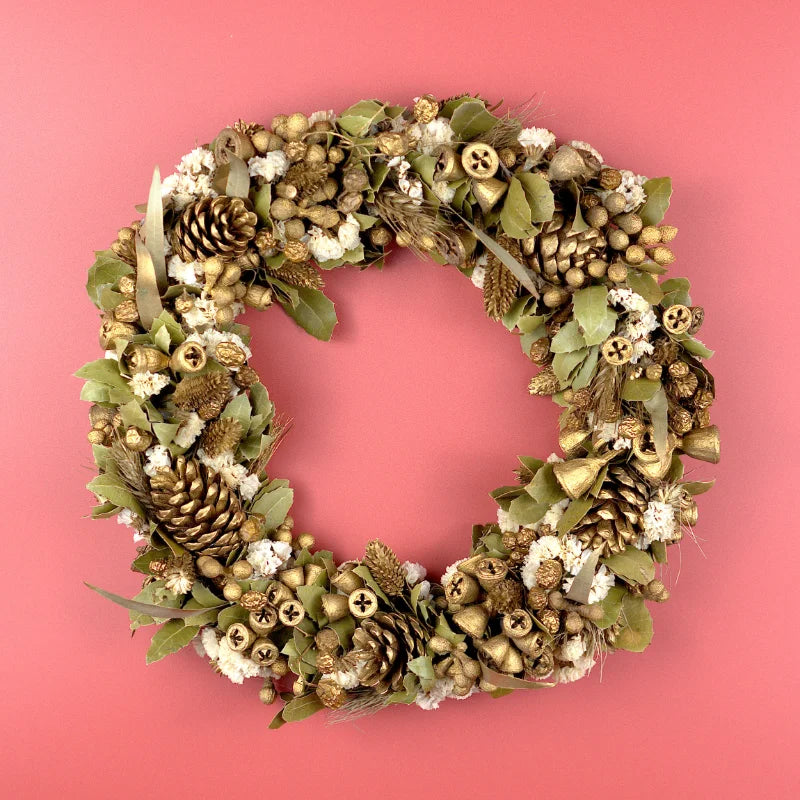 Trockenblumenkranz - Holy Night - Gold-Beige Ø 30 cm