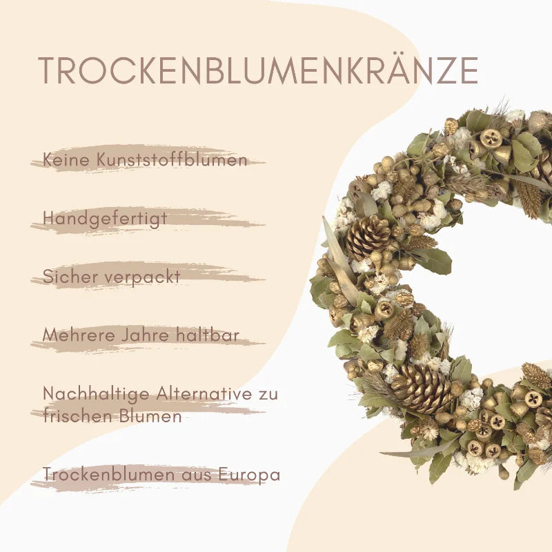Trockenblumenkranz - Holy Night - Gold-Beige Ø 30 cm