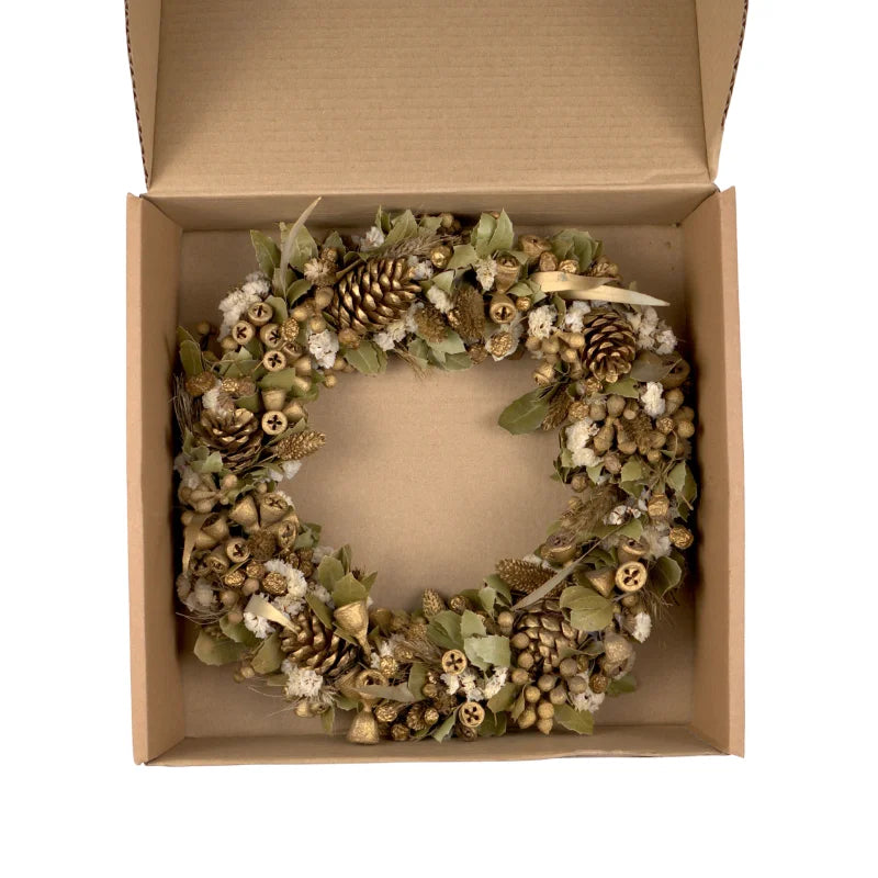 Trockenblumenkranz - Holy Night - Gold-Beige Ø 30 cm