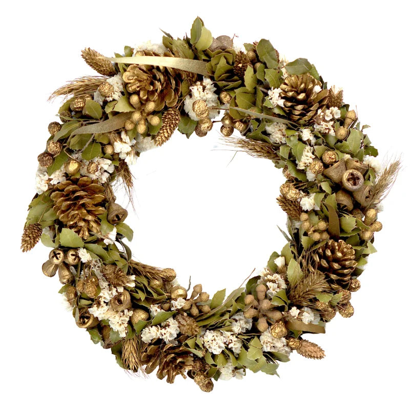 Trockenblumenkranz - Holy Night - Gold-Beige Ø 30 cm