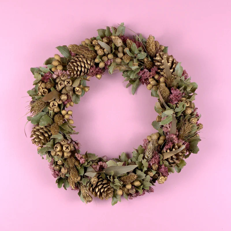 Trockenblumenkranz - Holy Night - Gold-Burgund Ø 30 cm